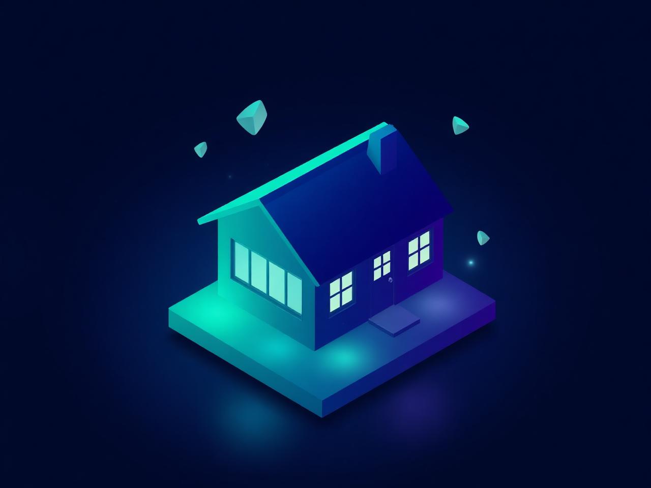 Casa isométrica com elementos financeiros